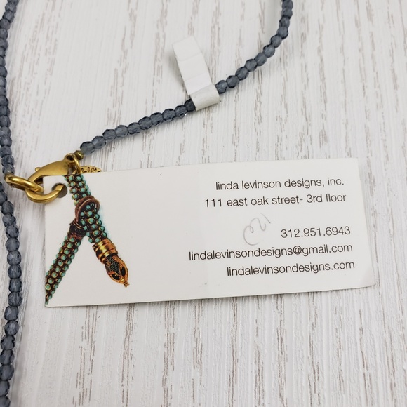 Linda Levinson Beaded Crystal Necklace Flower Blue - Picture 4 of 7